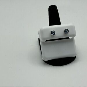 Sterling Silver Blue Gray Stud Earrings Dainty Minimalist